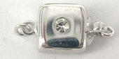 Sterling Silver Clasp 8mm Flat Square W/CZ-findings-Beadthemup