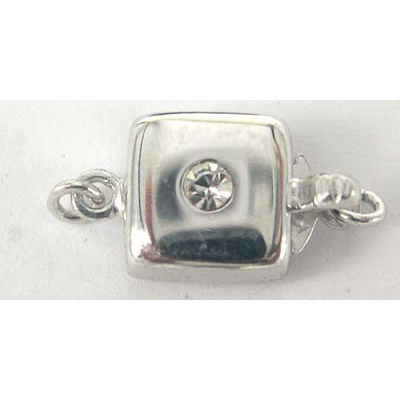 Sterling Silver Clasp 8mm Flat Square W/CZ
