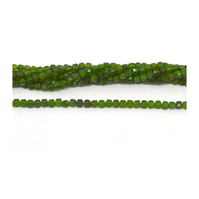 Chrome Diopside Fac.Cube 4x4mm 98 beads