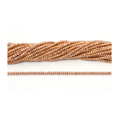 Hematite ROSE Gold plated Fac.rondel 3mm strand 186 beads