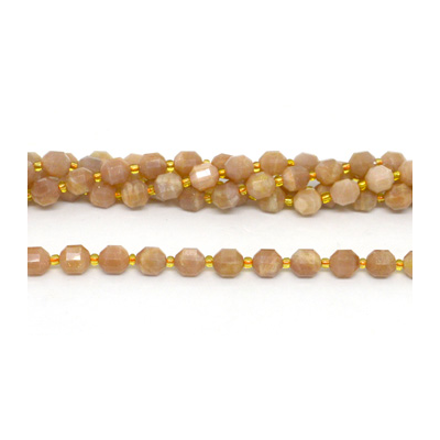 Peach Moonstone fac.Energy bar cut 8mm str 39 beads