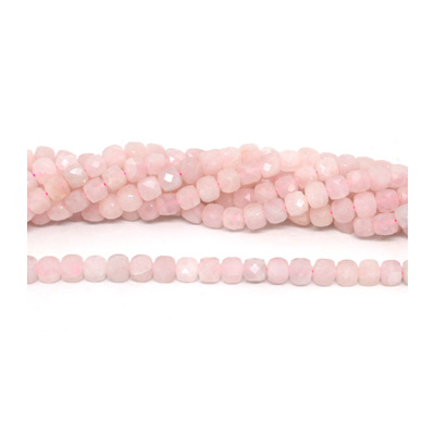 Rose Quartz Fac.Cube 8mm Str 52 beads