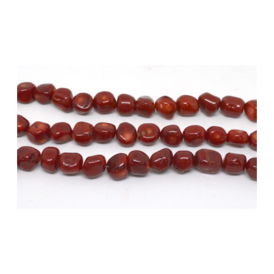 Coral Red side drill nugget 14x12mm str 33 beads