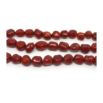 Coral Red side drill nugget 16x20mm str 24 beads