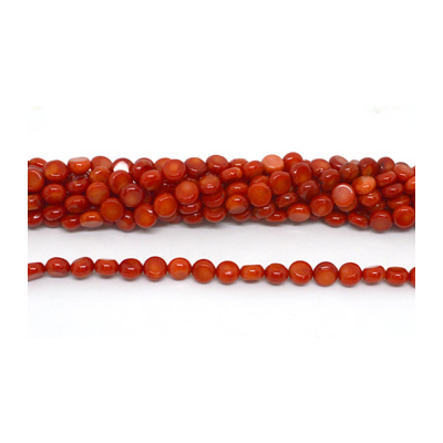 Coral Red coin 8mm str 50 beads