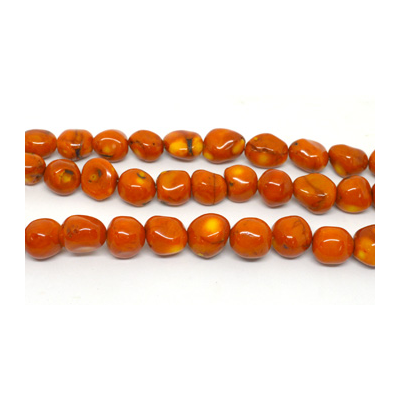 Coral Orange side drill nugget 16x20mm str 23 beads