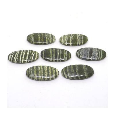 Green Zebra Jasper pol.flat oval 50x25 EACH BEADS