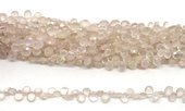 Rose Quartz Fac.Briolette app 7x5mm strand 42 beads(HAND CUT/DRILL)-beads incl pearls-Beadthemup