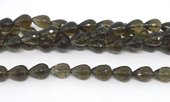 Smokey Quartz Fac.Teadrop 12x16mm str 25 beads-beads incl pearls-Beadthemup