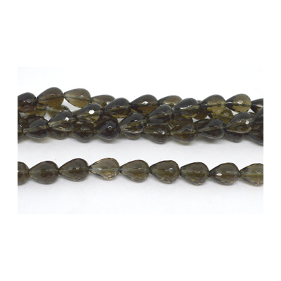 Smokey Quartz Fac.Teadrop 12x16mm str 25 beads