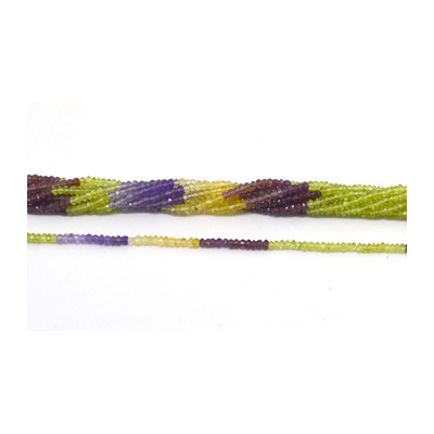 Peridot, Garnet, Citrine Amethyst Fac.Rondel 3x2mm str 92 beads