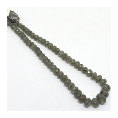 Black dot Rutile Quartz Fac.Rondel 6-10x6mm str 59 beads