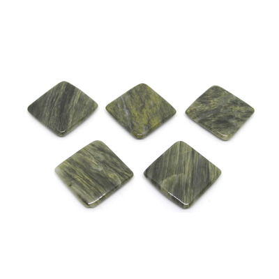 Green Line Agate pol.flat diamond 50mm EACH BEAD