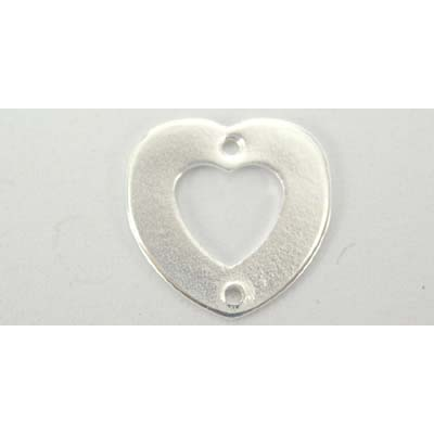 Sterling Silver Connecter Heart Flat 12mm 2 hole 2 pack