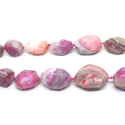 Dyed/Crackled Agate 30-50mm pink Graduated Faceted Nugget