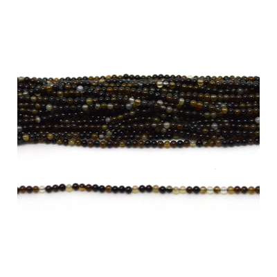 Agate pol.Round 2mm strand app 250 beads2mm strand