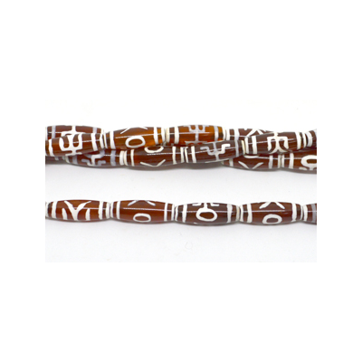 Tibetan Agate Olive 10x30mm str 14 beads