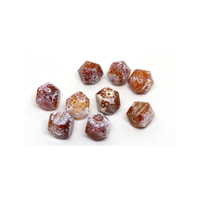 Fire Agate 16mm 14 sided square EACH BEAD