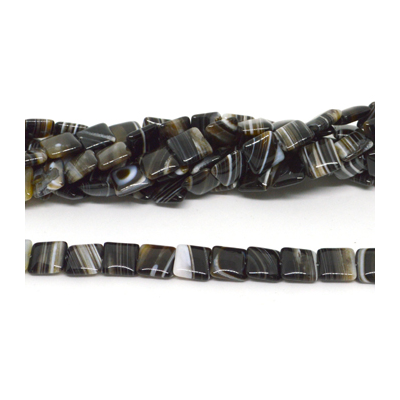Agate Banded flat square 12mm str 34 beads