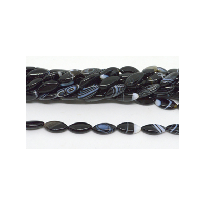 Agate Banded flat Olive 10x20mm str 20 beads