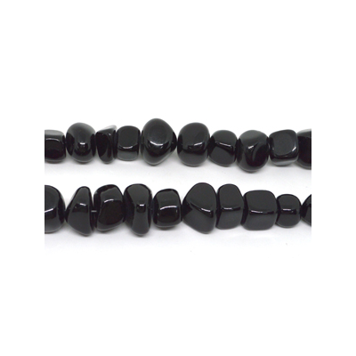 Agate Black polished nugget approx 18x19mm str 24 beads