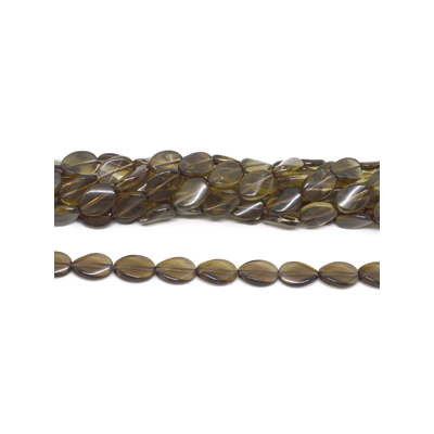 Smokey Quartz twist flat olive polished 18x12mm str 22 beads
