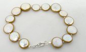F.W.Pearl Copper Bezel S.Silver clasp bracelet-beads incl pearls-Beadthemup