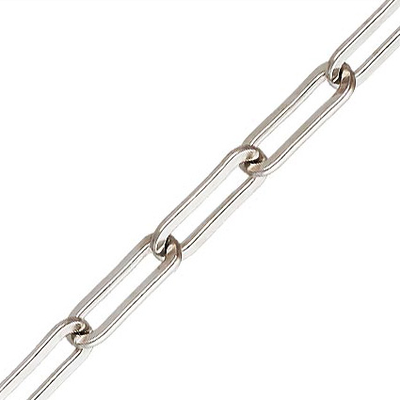 Sterling silver Chain paperclip 2.5x6.5mm Per 50cm