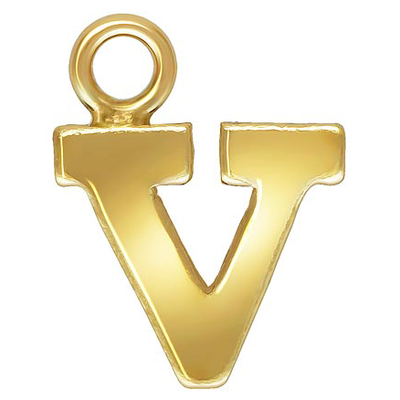 14k Gold filled letter "V" 0.5mm thick 6.2mm x 5.6mm