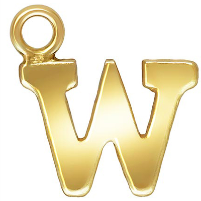 14k Gold filled letter "W" 0.5mm thick 7.8mm x 5.7mm