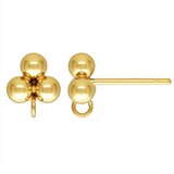 14k gold Filled 3 ball 3mm ball stud and back 1 pair-findings-Beadthemup