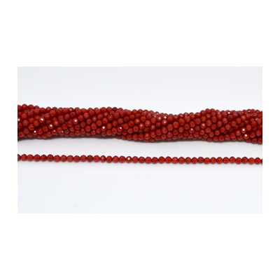 Red Coral Faceted Round 3mm 168 Beads