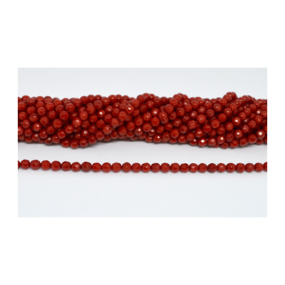 Red Coral Faceted Round 6mm 65 Beads