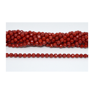 Red Coral Faceted Round 8mm 48 Beads