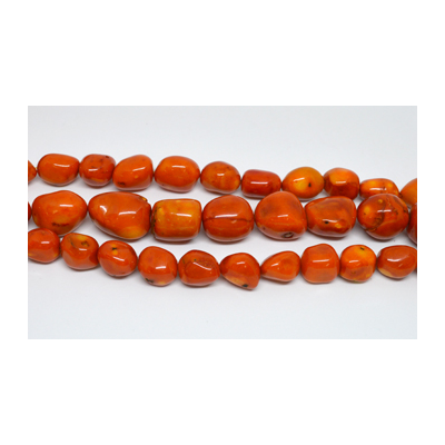 Orange Coral Nugget app 18x25mm strand 20 beads