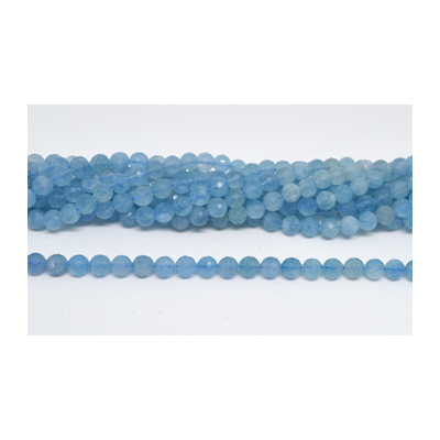 Aquamarine AA Faceted Round 8mm Strand 48 beads