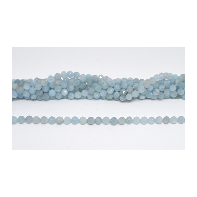Aquamarine A star Faceted Round 8mm Strand 50 beads