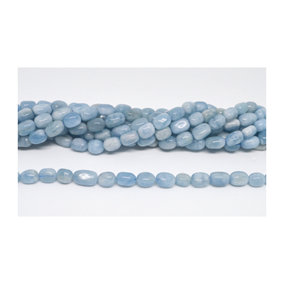 Aquamarine polished nugget 8x12mm strand 32 beads