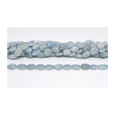 Aquamarine polished flat nugget 12x15mm strand 28 beads