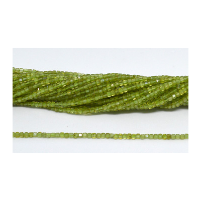 Peridot Faceted Cube 2.5mm strand 173 beads