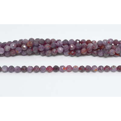 Ruby A Faceted Diamond Round 6mm strand 71 beads