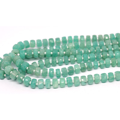 Amazonite Faceted Wheel 7x4mm Strand 80 beads