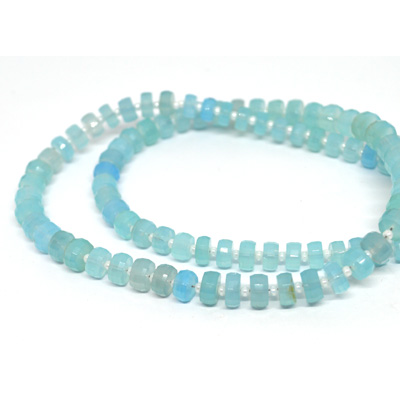 LAST STRAND Blue Chalcedony Faceted Wheel 7x4mm Strand 80 beads