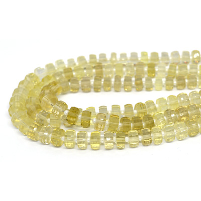 Lemon Quartz Faceted Wheel 7x4mm Strand 80 beads
