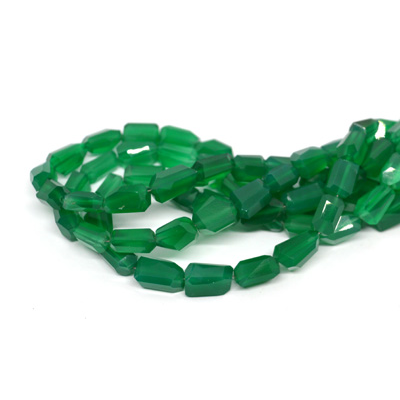 Green Onyx Faceted Nugget approx 9x5mm strand 42 beads