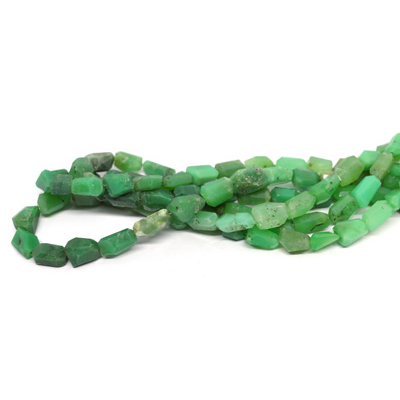 Chrysoprase Faceted Nugget approx 9x5mm strand 42 beads