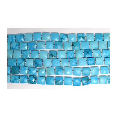 Turquoise Faceted Square 9-10mm EACH BEAD