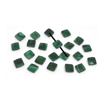 Malachite Faceted Square 7-8mm EACH BEAD