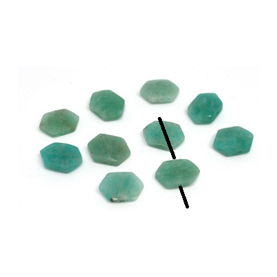 Amazonite Side drill Hexagon 10x15mm EACH BEAD