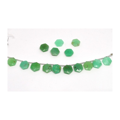 Chrysoprase top drill Hexagon 10mm EACH BEAD